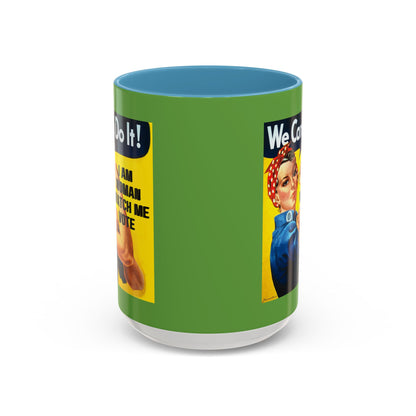 I Am Woman Watch Me Vote Rosie Green Accent Mug by cypherpunkgear.com