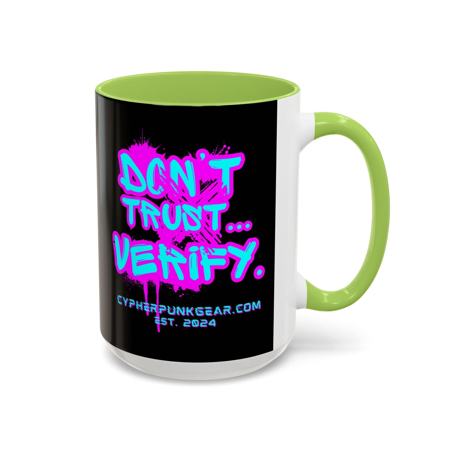 Don't Trust...Verify. Black Accent Mug by cypherpunkgear.com