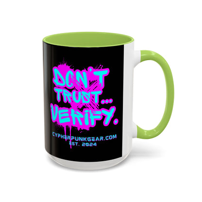 Don't Trust...Verify. Black Accent Mug by cypherpunkgear.com