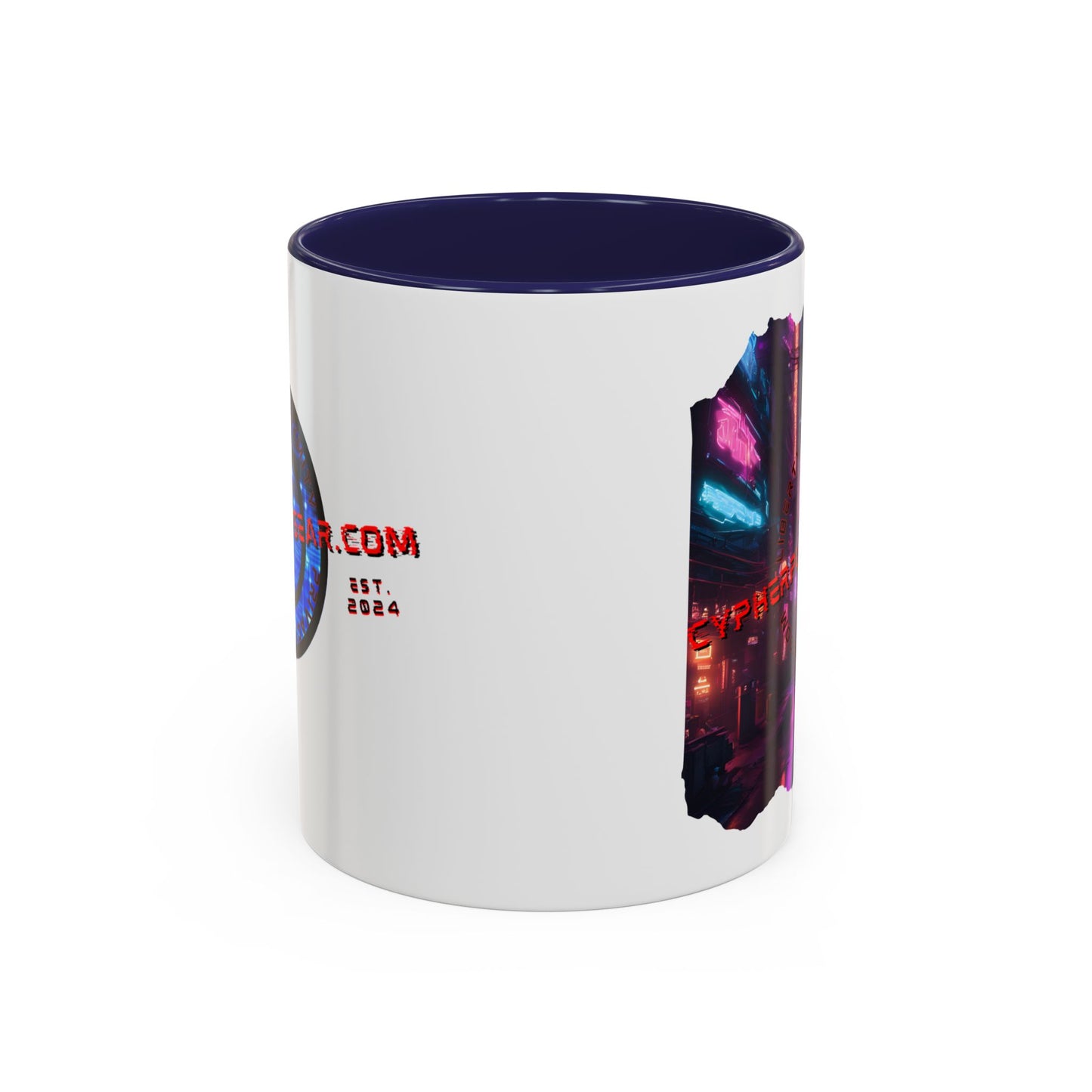 2-sided, cypherpunkgear.com Logo & Cityscape Accent Mug by cypherpunkgear.com