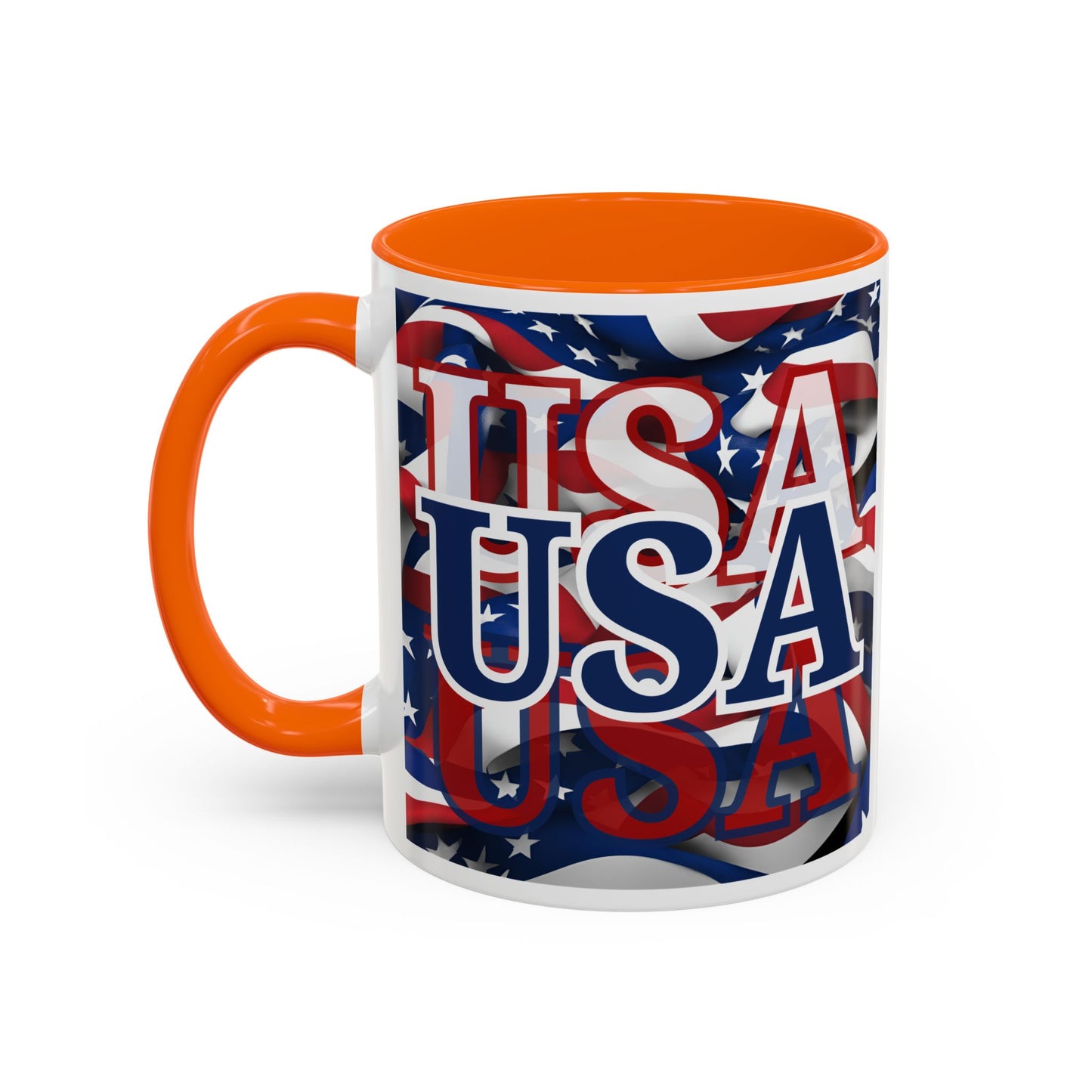 USA Blue font Center Patriot Accent Mug by cypherpunkgear.com