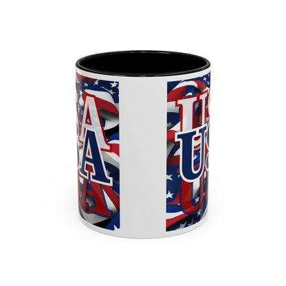 USA Blue font Center Patriot Accent Mug by cypherpunkgear.com