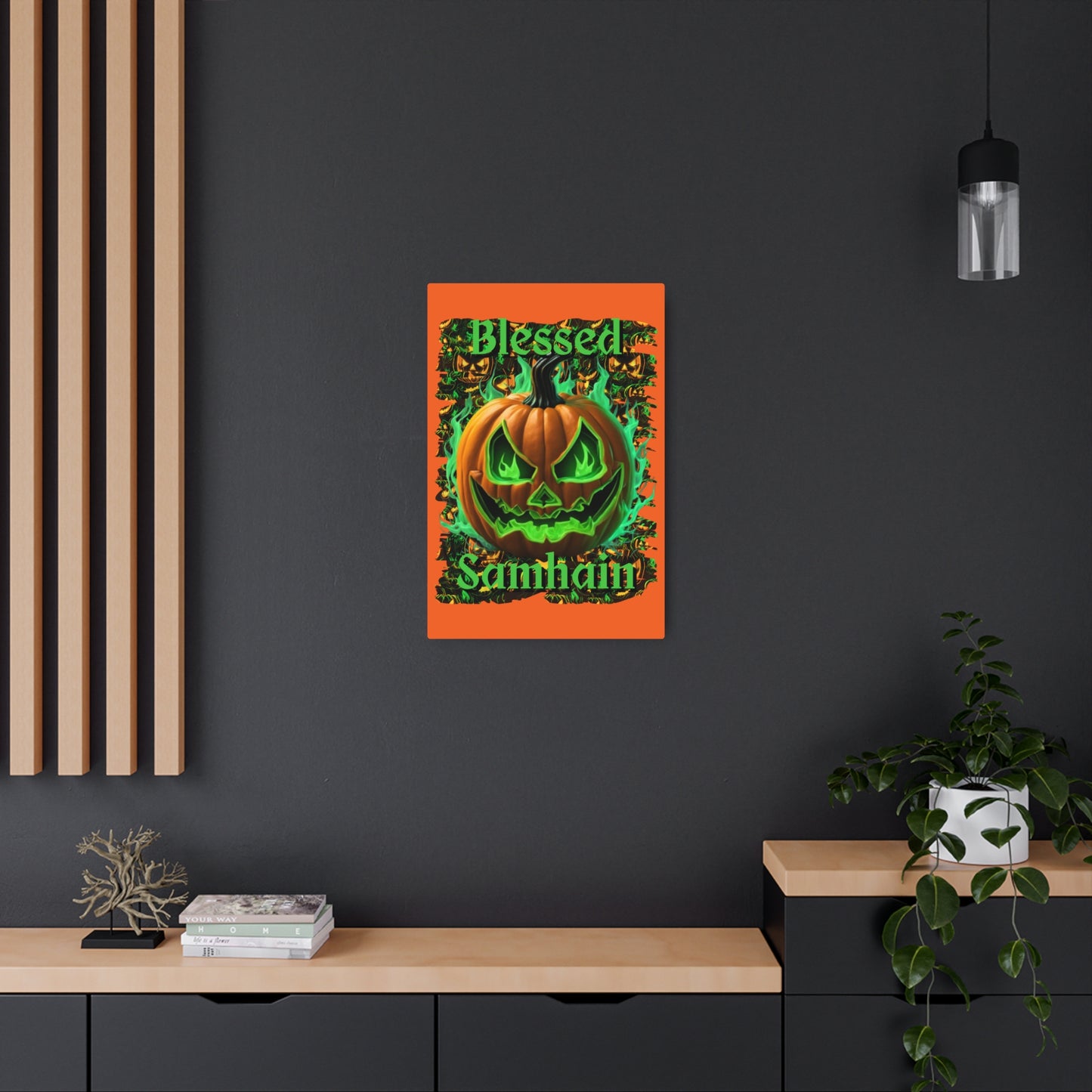 Blessed Samhain Green Jack Metal Art Sign by CreepyCrafts.boo