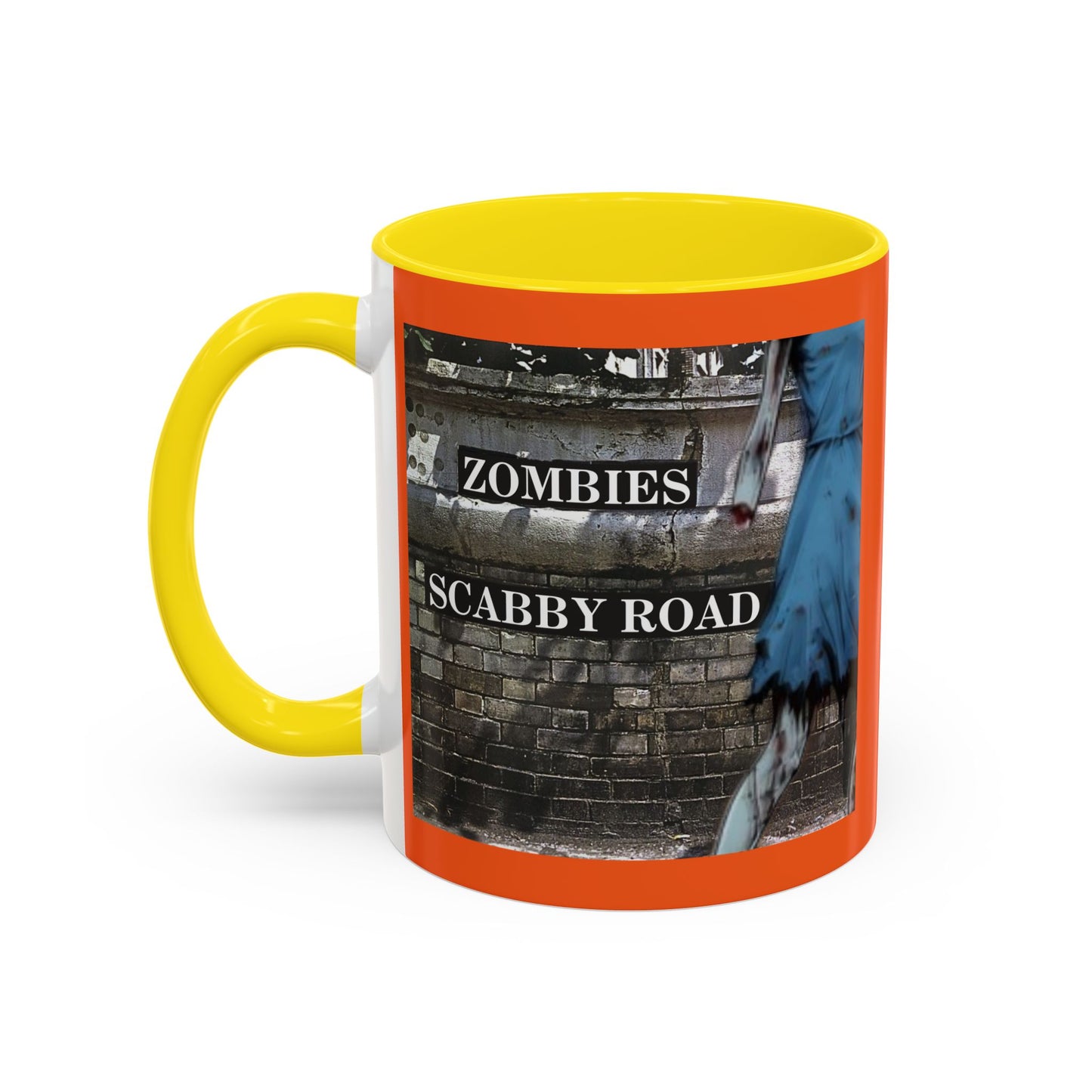 2-sided, Scabby Road Orange Accent Mug by CreepyCrafts.boo