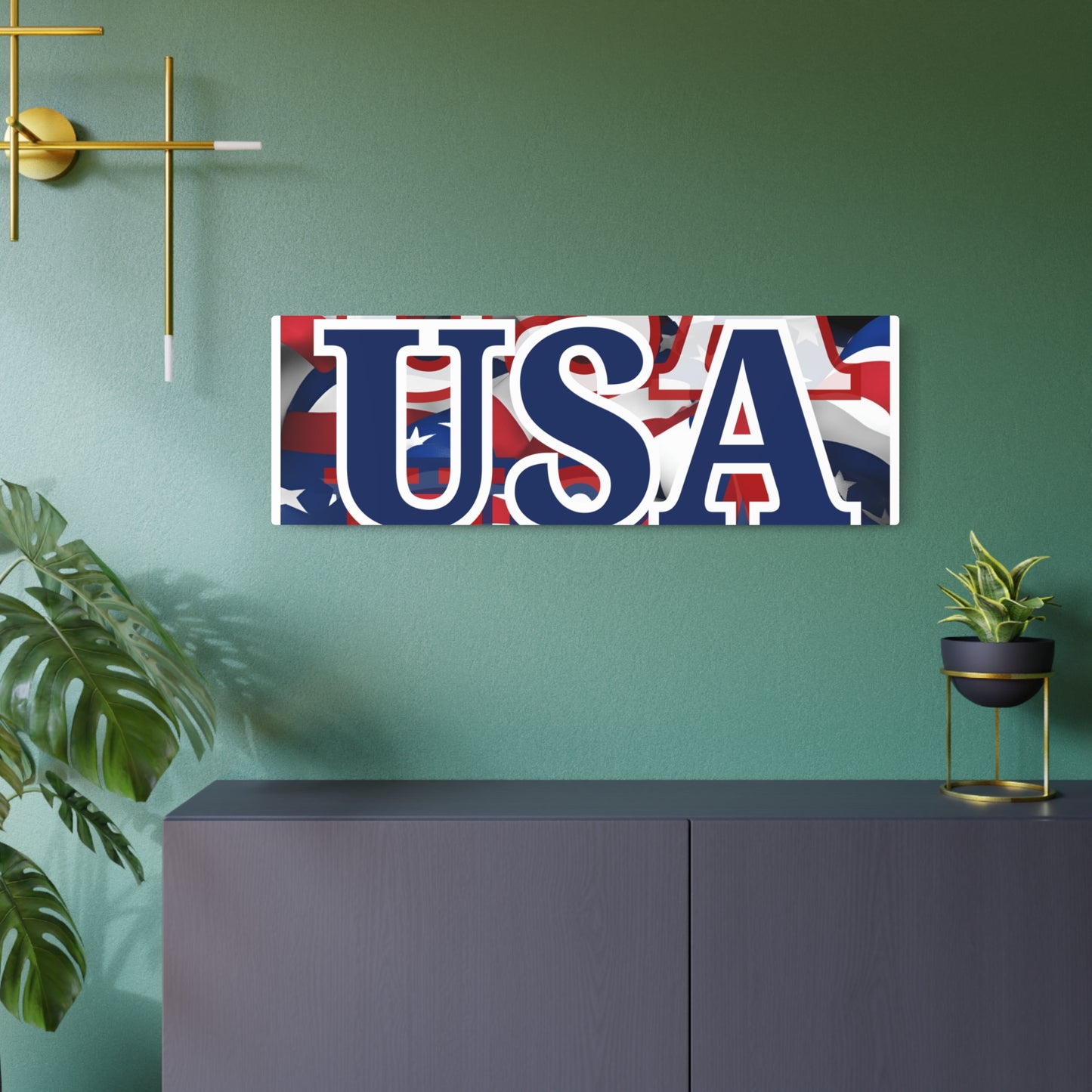 USA! USA! USA Blue Center Metal Art Sign by cypherpunkgear