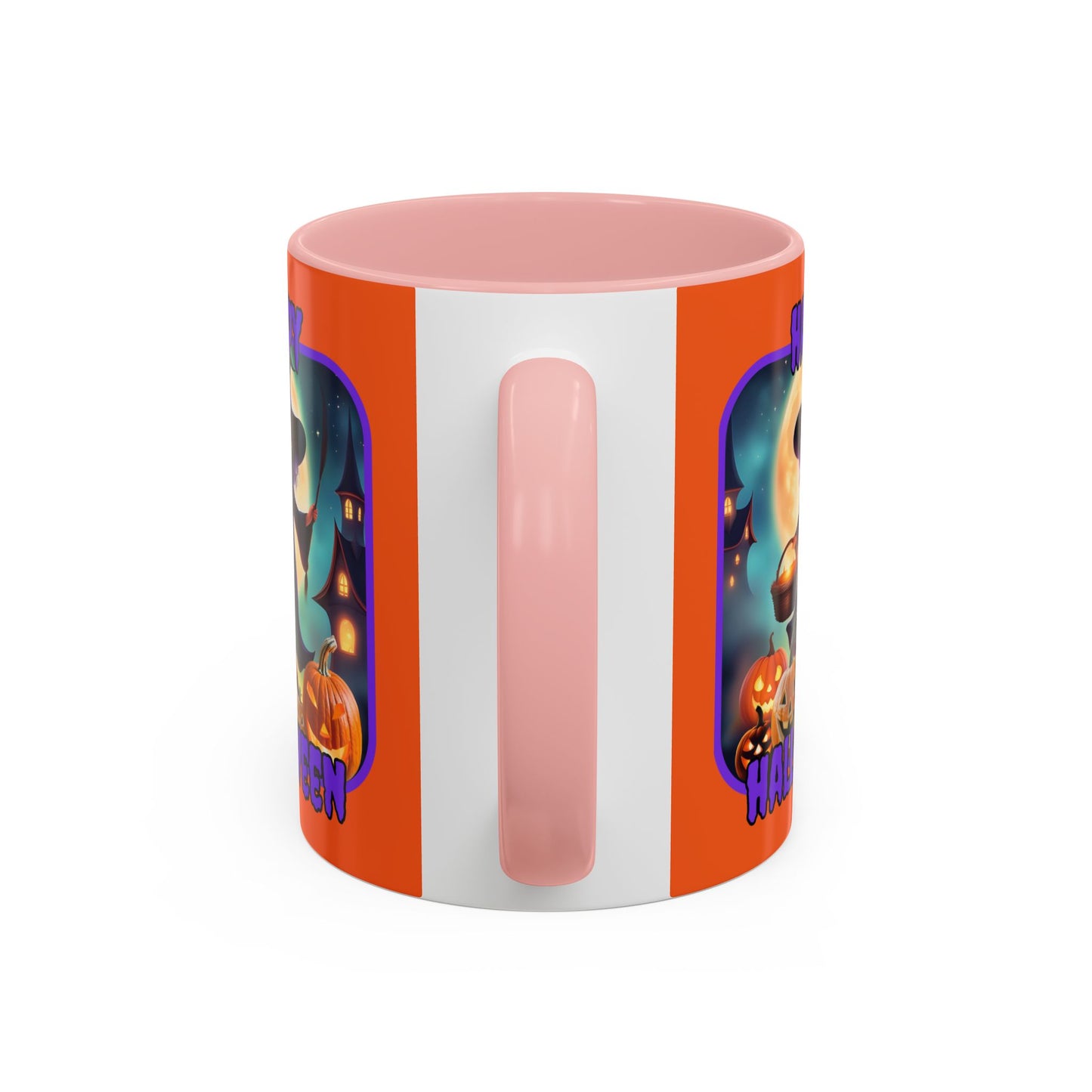 Happy Halloween Little Witch Purple font Orange Accent Mug by CreepyCrafts.boo