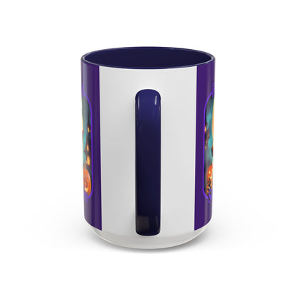 Blessed Samhain Little Witch Purple font Purple Accent Mug by CreepyCrafts.boo