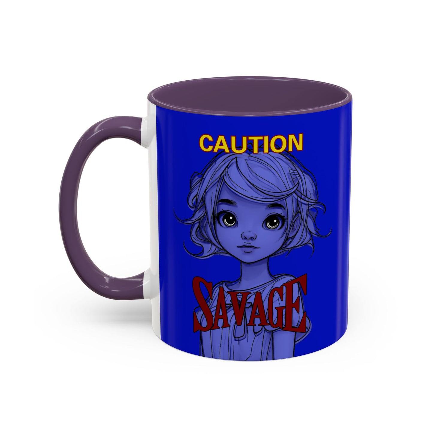 Caution, Savage Dark Blue Accent Mug by cypherpunkgear.com