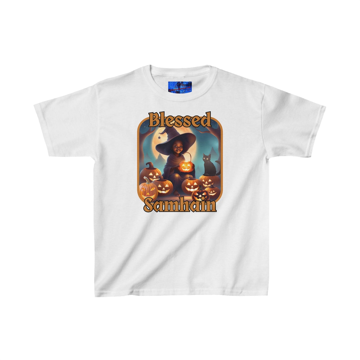 Blessed Samhain Cute Witch ORfont Kids Heavy Cotton™ Tee by cypherpunkgear