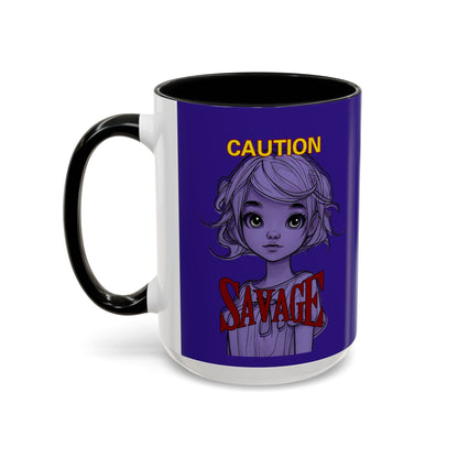 Caution, Savage Dark Purple Accent Mug by cypherpunkgear.com