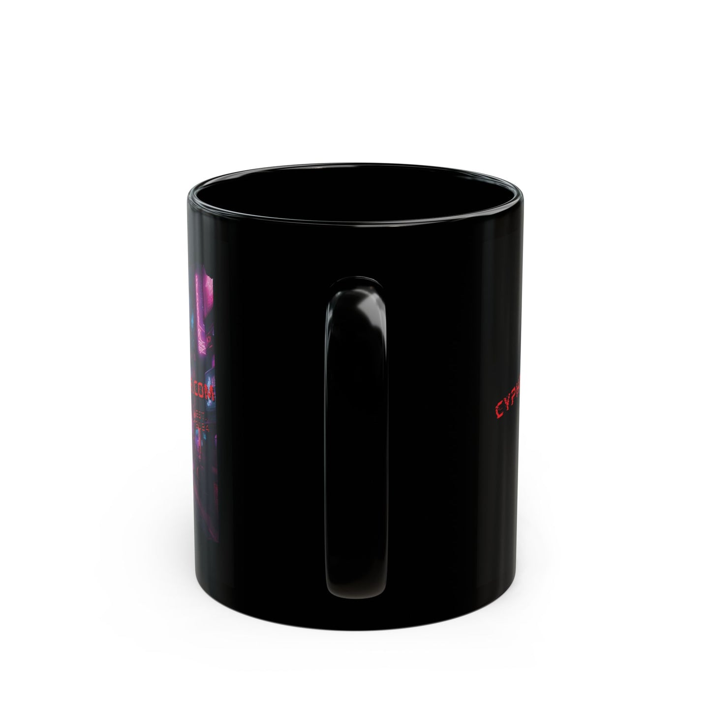 2-sided, cypherpunkgear.com Logo & Cityscape Black Mug by cypherpunkgear.com