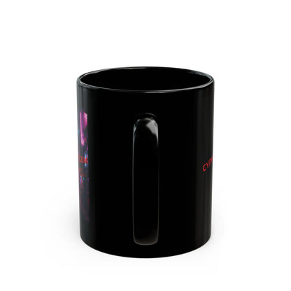 2-sided, cypherpunkgear.com Logo & Cityscape Black Mug by cypherpunkgear.com