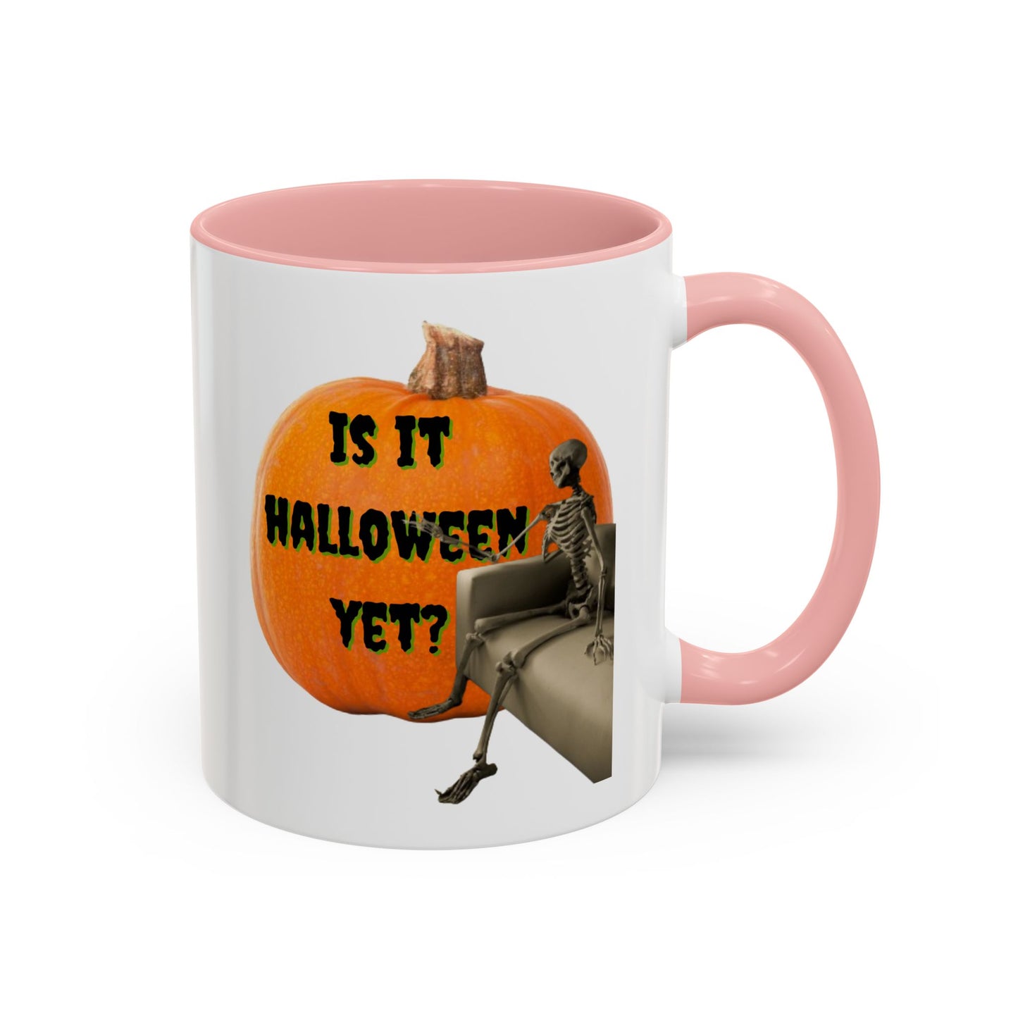 Is it Halloween yet? Skeleton's Giant Pumpkin White Accent Mug by CreepyCrafts.boo
