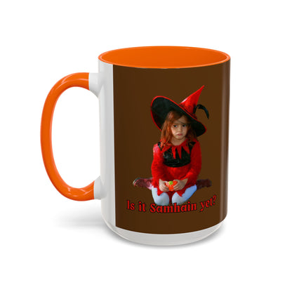 Is it Samhain yet? Brown Accent Mug by CreepyCrafts.boo
