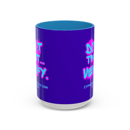 Don't Trust...Verify. Dark Purple Accent Mug by cypherpunkgear.com