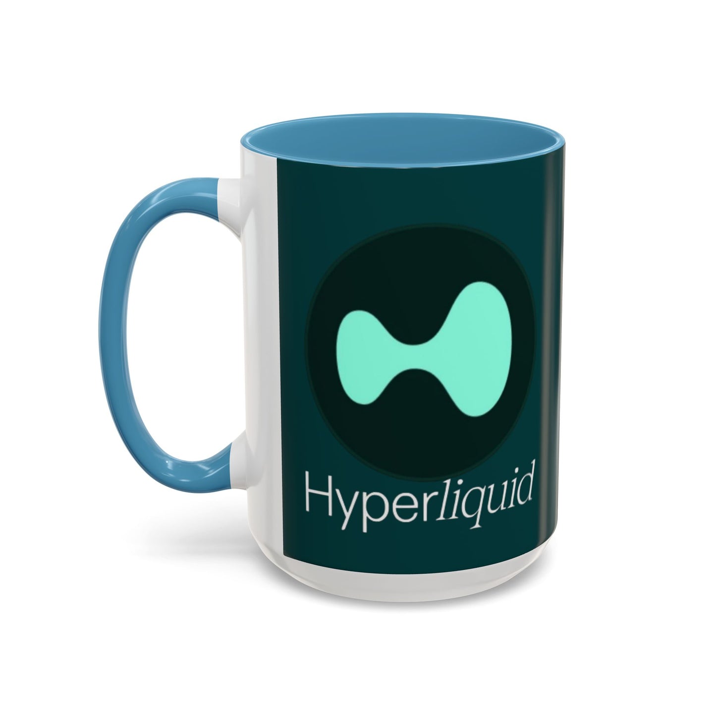 Hyperliquid White font Dark Hyperliquid Accent Mug by cypherpunkgear.com
