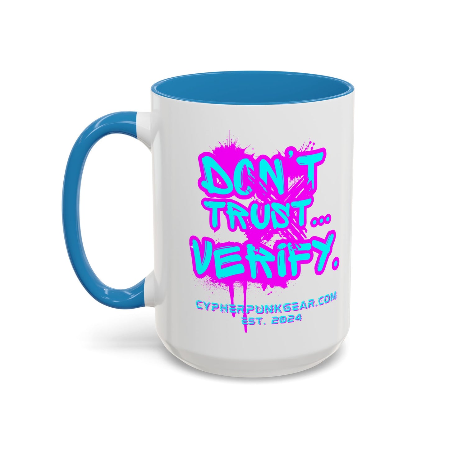 Don't Trust...Verify. White Accent Mug by cypherpunkgear.com