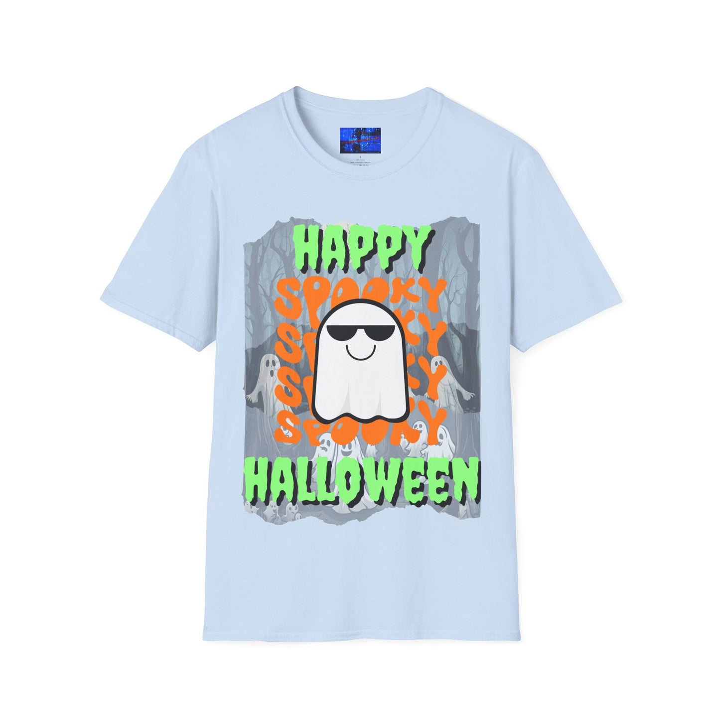 Spooky Happy Halloween Ghost GNfont Unisex T-Shirt by cypherpunkgear