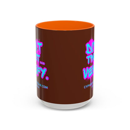 Don't Trust...Verify. Brown Accent Mug by cypherpunkgear.com