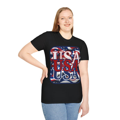 RED White and Blue USA Patriot Dark colors Unisex T-Shirt by cypherpunkgear.com