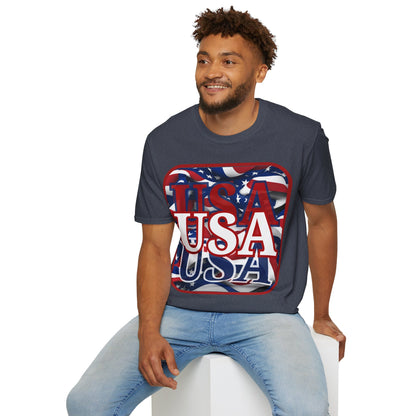 Red WHITE and Blue USA Patriot Dark colors Unisex T-Shirt by cypherpunkgear.com