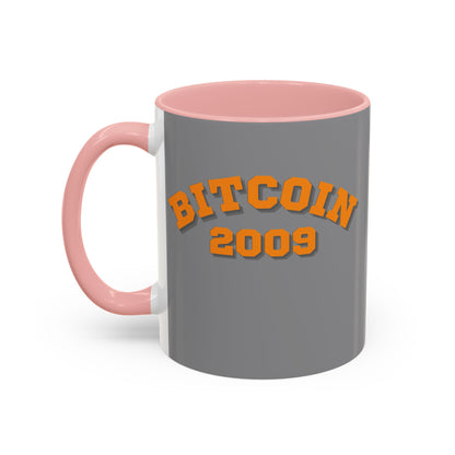 Bitcoin 2009 Grey Accent Mug by cypherpunkgear.com