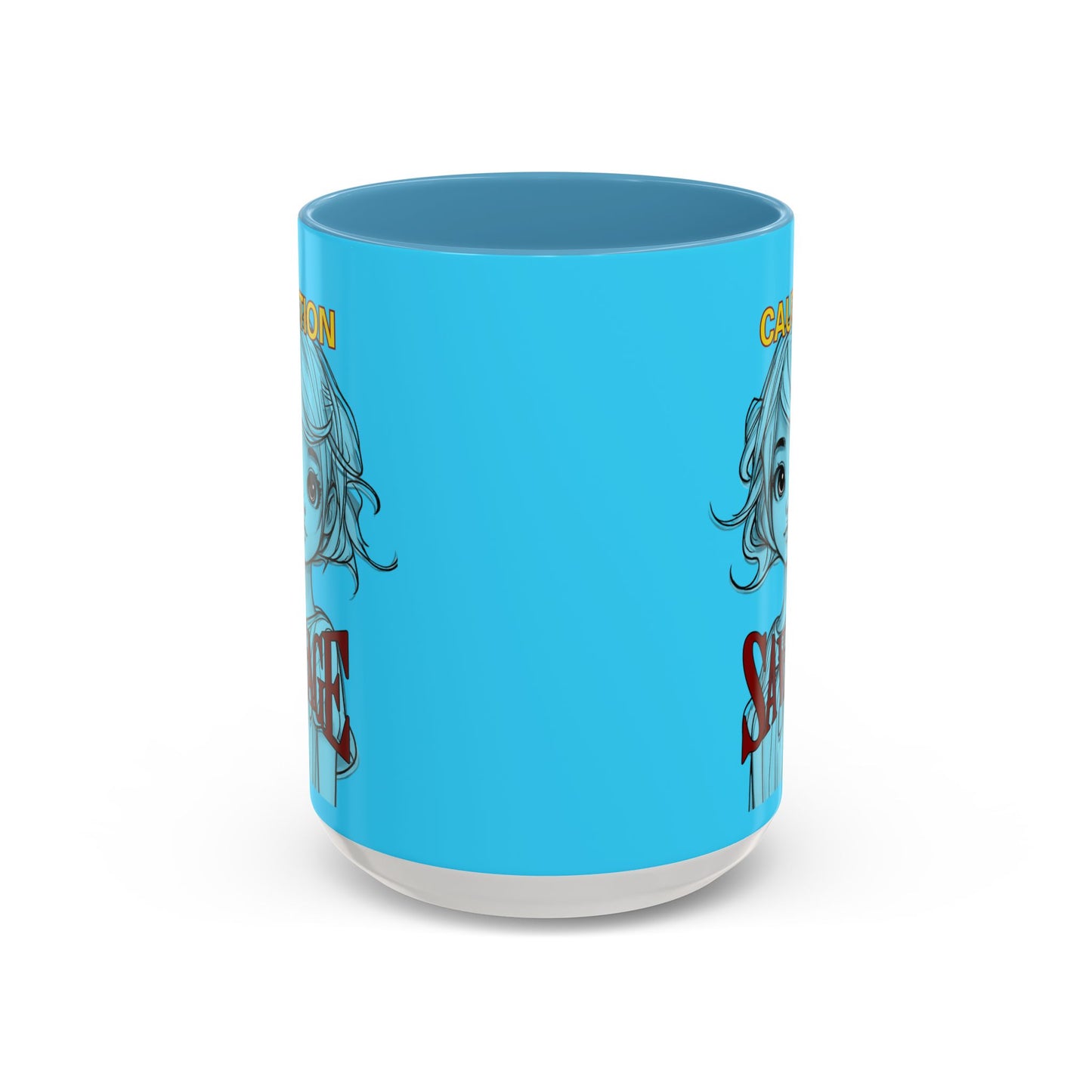 Caution, Savage Light Blue Accent Mug by cypherpunkgear.com