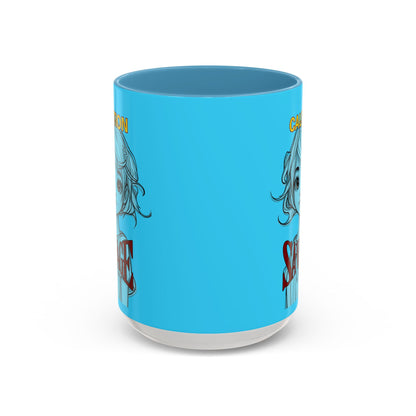 Caution, Savage Light Blue Accent Mug by cypherpunkgear.com