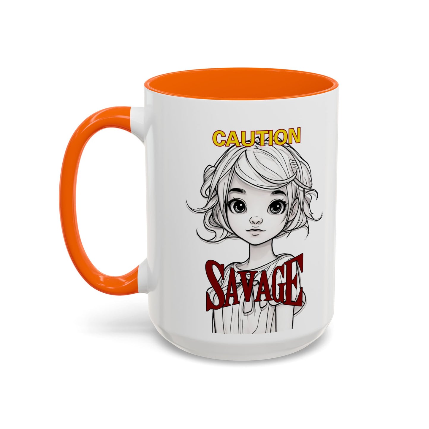 Caution, Savage White Accent Mug by cypherpunkgear.com