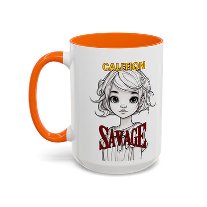 Caution, Savage White Accent Mug by cypherpunkgear.com