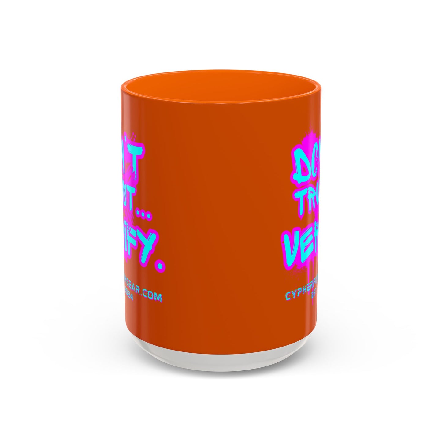 Don't Trust...Verify. Orange Accent Mug by cypherpunkgear.com