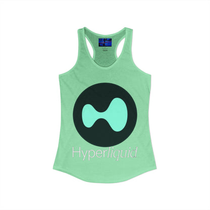 Hyperliquid White font Women's Racerback Tank Top by cypherpunkgear.com
