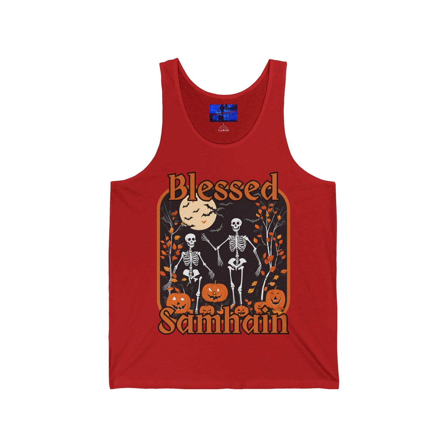 Spooktacular Skeletons of Samhain Unisex Jersey Tank Top by cypherpunkgear