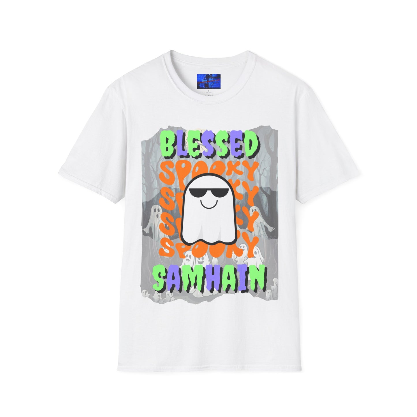 Spooky Blessed Samhain Ghost MXfont Unisex T-Shirt by cypherpunkgear