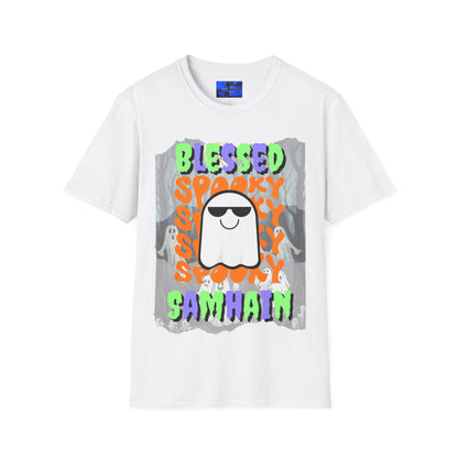 Spooky Blessed Samhain Ghost MXfont Unisex T-Shirt by cypherpunkgear