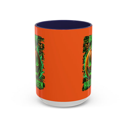 Happy Halloween Green Jack Orange Accent Mug by CreepyCrafts.boo