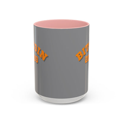 Bitcoin 2009 Grey Accent Mug by cypherpunkgear.com