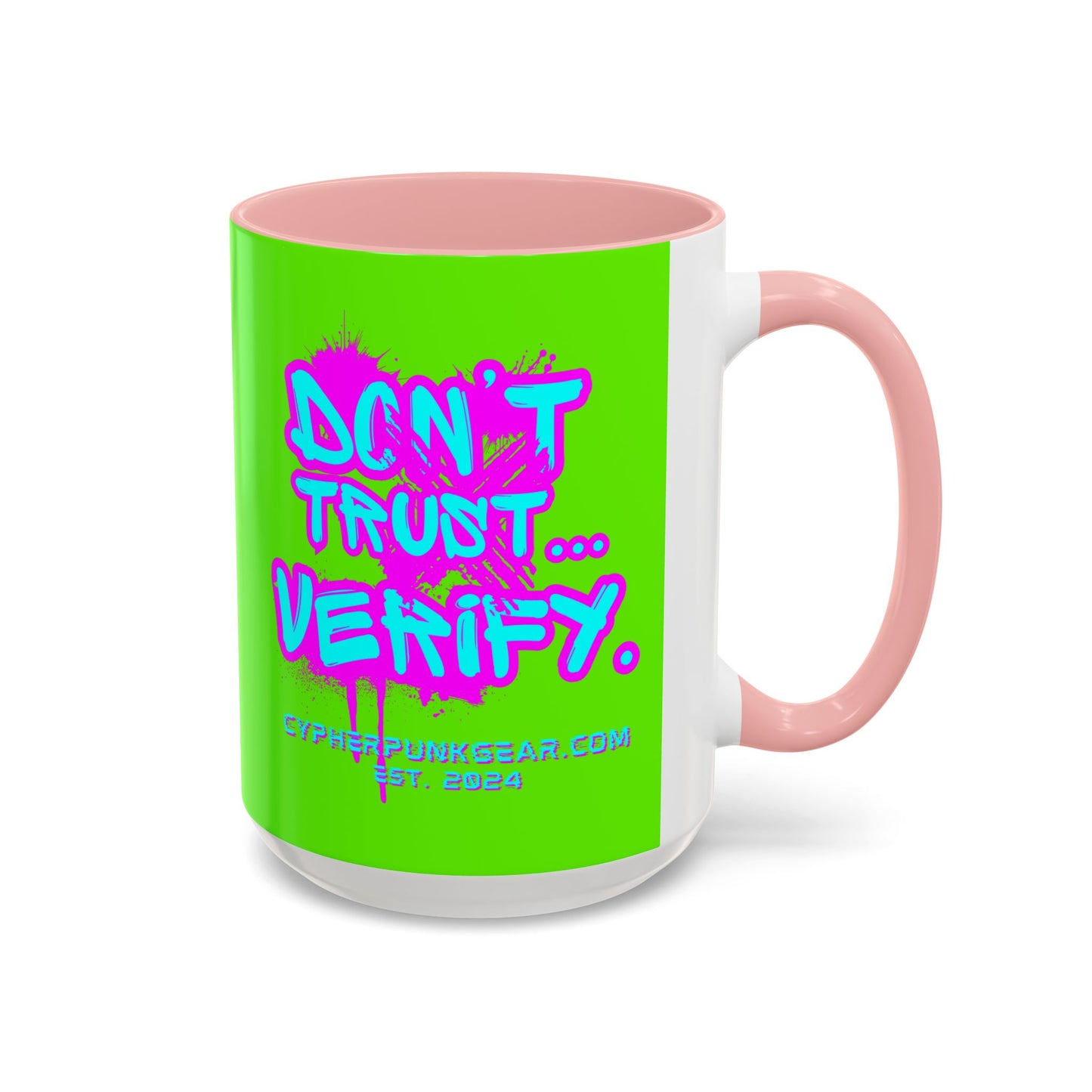 Don't Trust...Verify. Green Accent Mug by cypherpunkgear.com