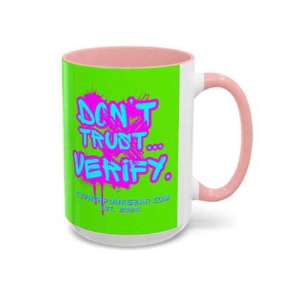 Don't Trust...Verify. Green Accent Mug by cypherpunkgear.com