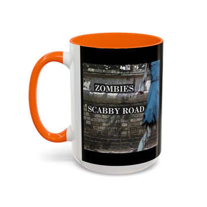 2-sided, Scabby Road Black Accent Mug by CreepyCrafts.boo