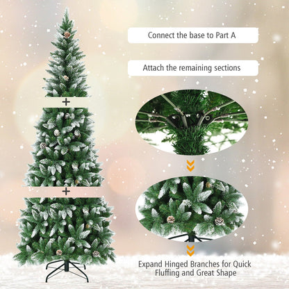 5/6/7.5 Feet Artificial Pencil Christmas Tree with Pine Cones