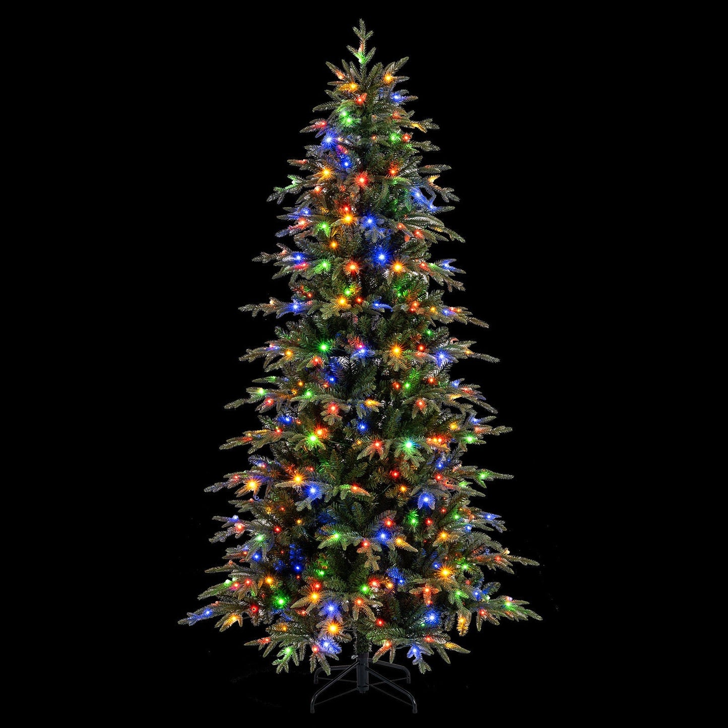 7.5 Feet Pre-Lit Artificial Christmas Tree Hinged Xmas Tree with LED Lights