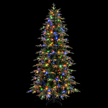 7.5 Feet Pre-Lit Artificial Christmas Tree Hinged Xmas Tree with LED Lights