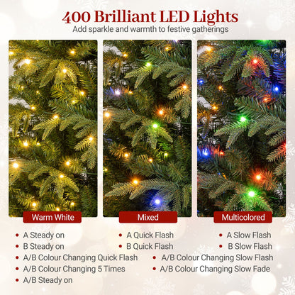 7.5 Feet Pre-Lit Artificial Christmas Tree Hinged Xmas Tree with LED Lights