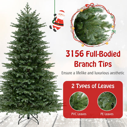 5/6/7 Feet Artificial Christmas Tree with 1426/2116/3156 Lush PVC and 200/300/400 Warm White LED Lights