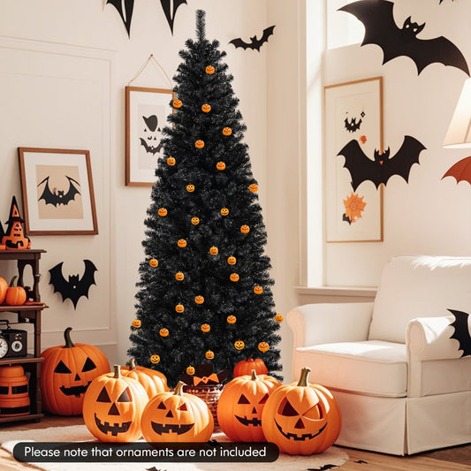 Pre-lit Christmas Halloween Tree with PVC Branch Tips and Warm White Lights
