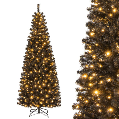 Pre-lit Christmas Halloween Tree with PVC Branch Tips and Warm White Lights