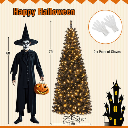 Pre-lit Christmas Halloween Tree with PVC Branch Tips and Warm White Lights