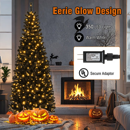 Pre-lit Christmas Halloween Tree with PVC Branch Tips and Warm White Lights