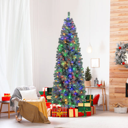 Pre-Lit Blue Artificial Christmas Tree Slim with 9 Lighting Modes